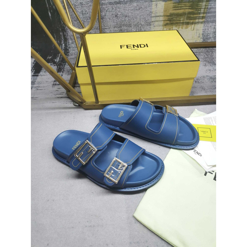 F**di feel leather slippers blue