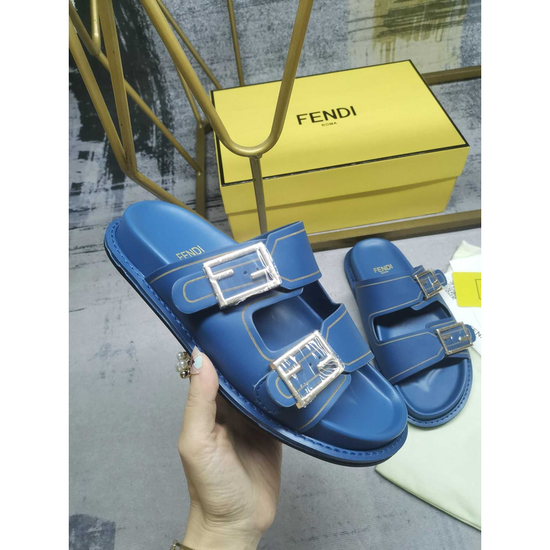 F**di feel leather slippers blue