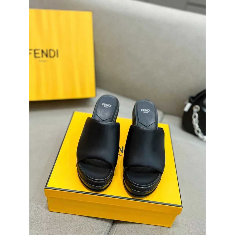 F**di fashion show nappa leather sandals black