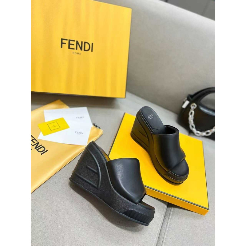 F**di fashion show nappa leather sandals black