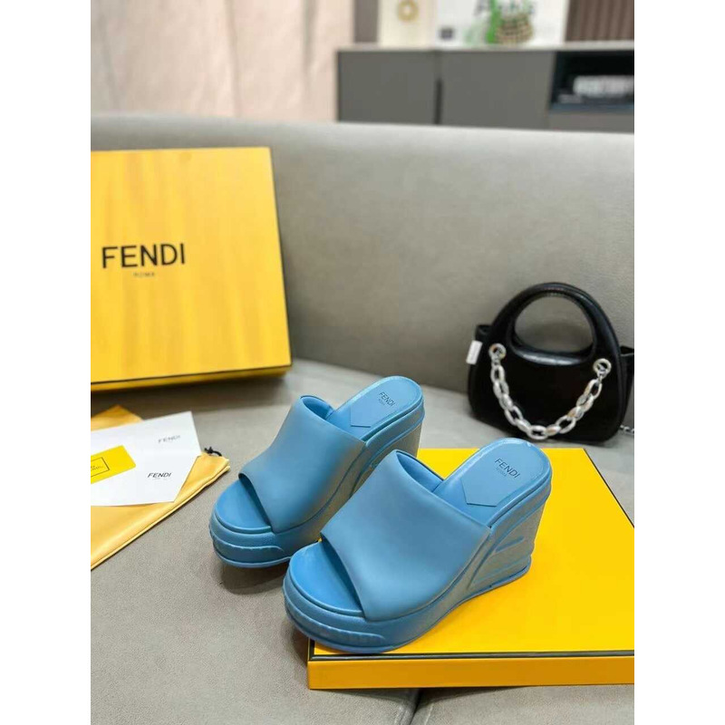 F**di fashion show nappa leather sandals blue