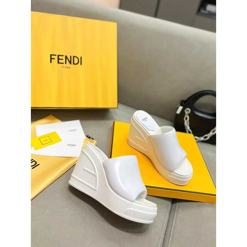 F**di fashion show nappa leather sandals white