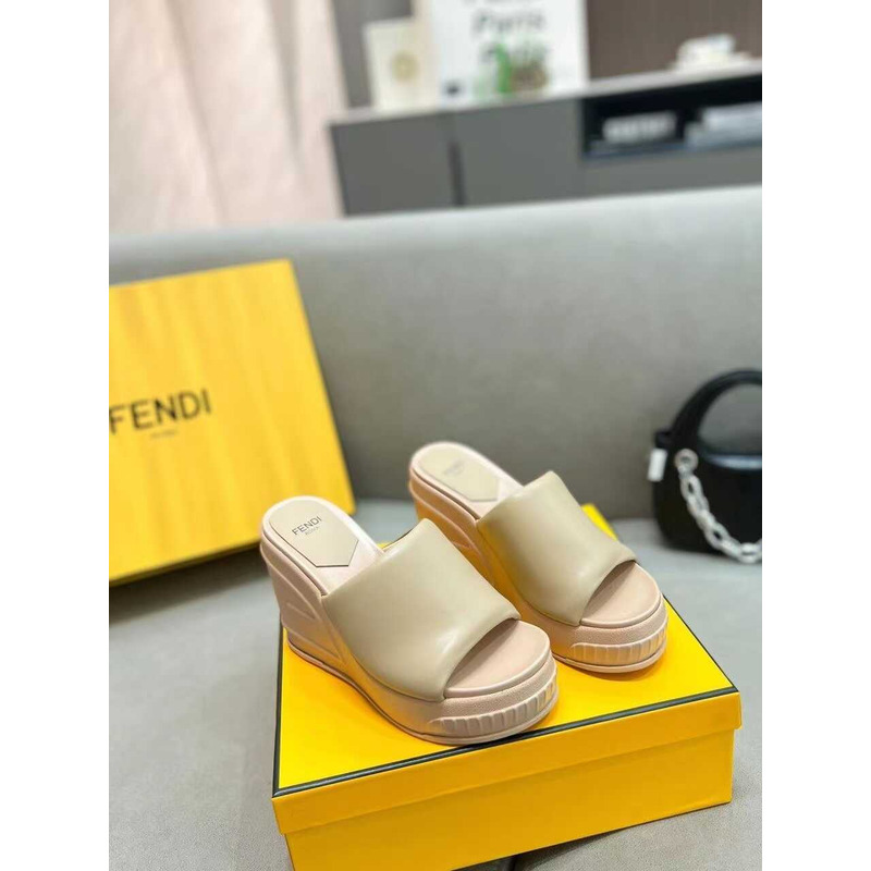 F**di fashion show nappa leather sandals beige