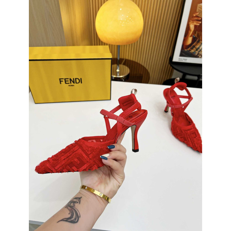 F**di colibrì lite high heel red ff chenille slingback red