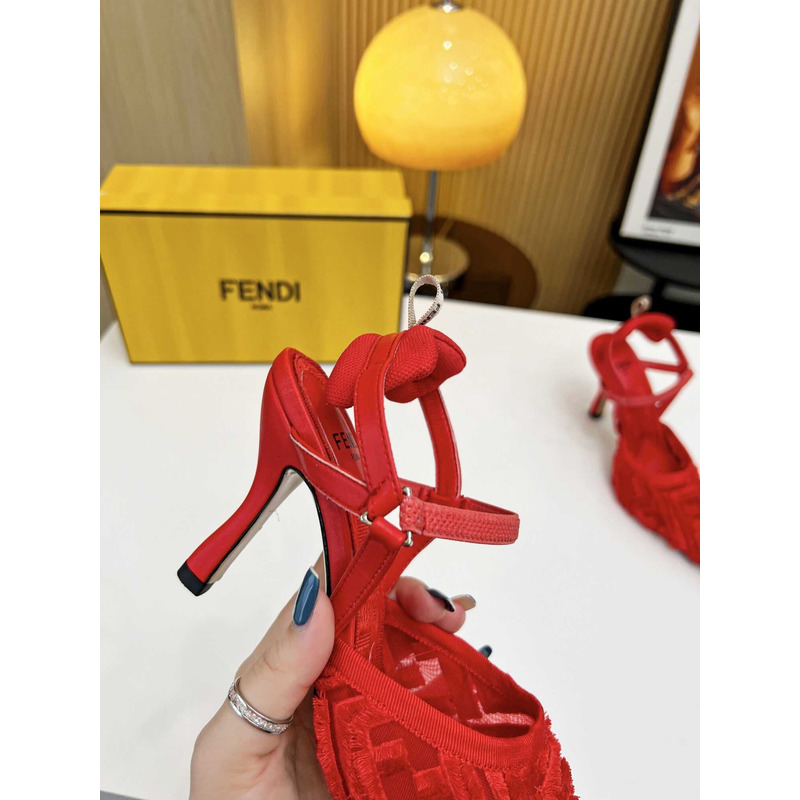 F**di colibrì lite high heel red ff chenille slingback red