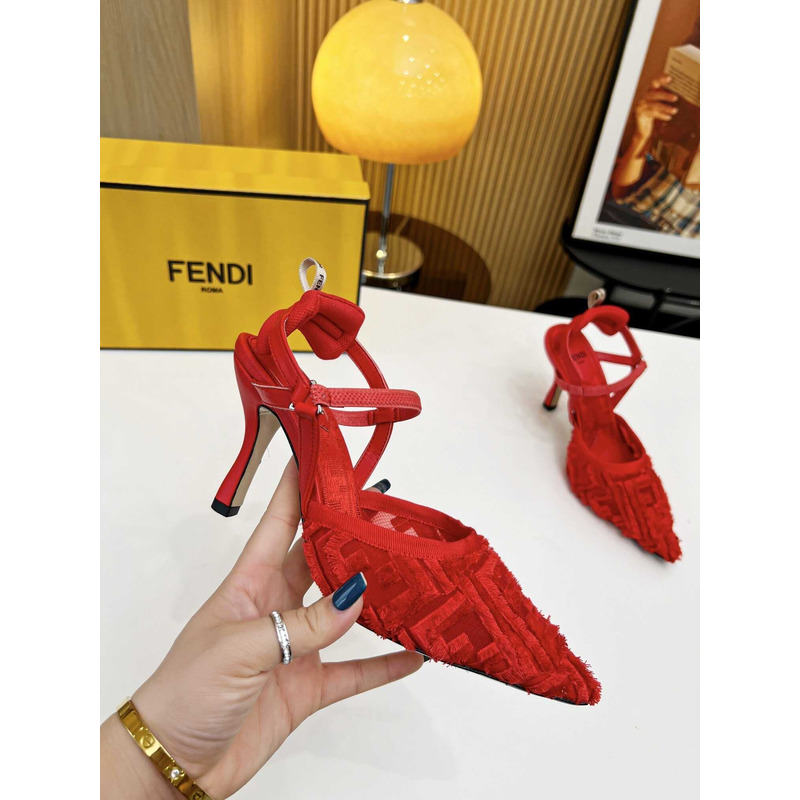 F**di colibrì lite high heel red ff chenille slingback red