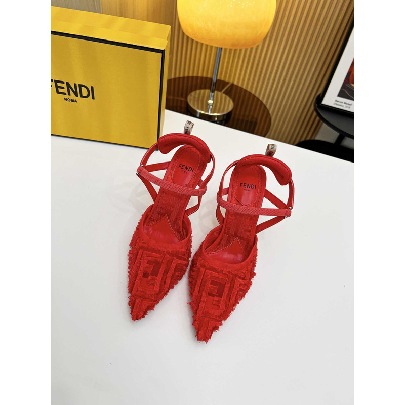 F**di colibrì lite high heel red ff chenille slingback red