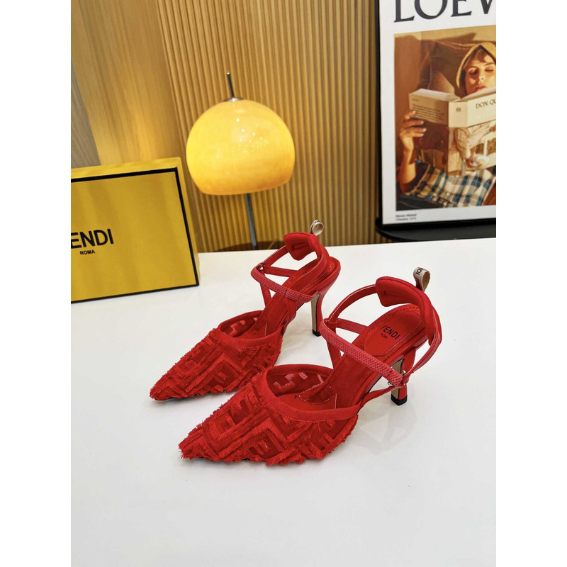 F**di colibrì lite high heel red ff chenille slingback red