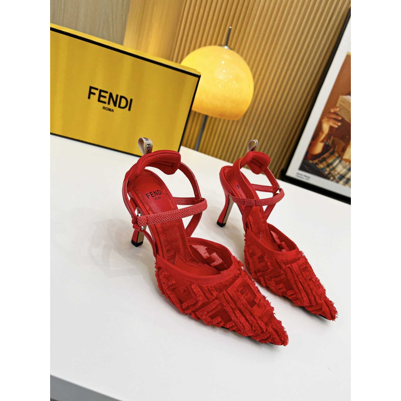 F**di colibrì lite high heel red ff chenille slingback red