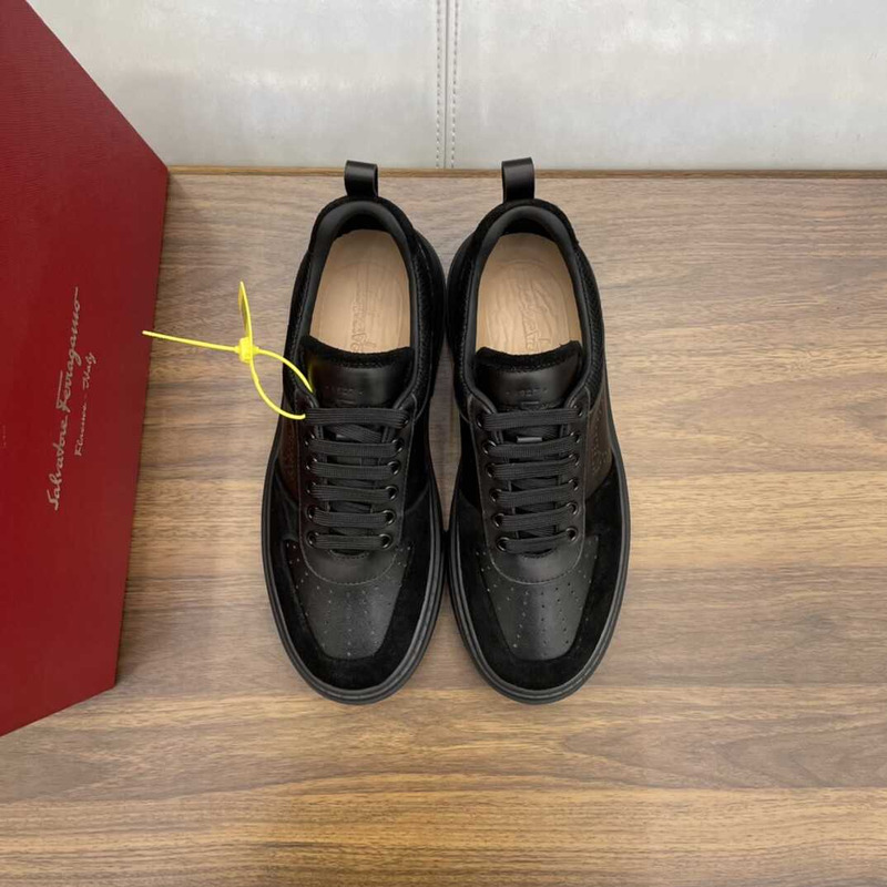 Ferragamo Lace Up Sneaker Calfskin Black