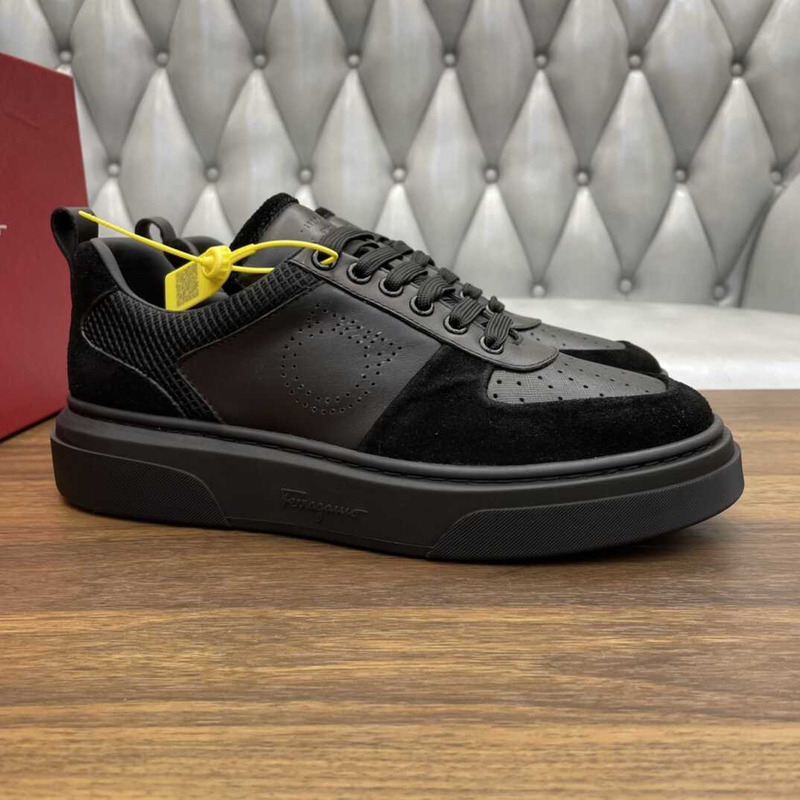 Ferragamo Lace Up Sneaker Calfskin Black