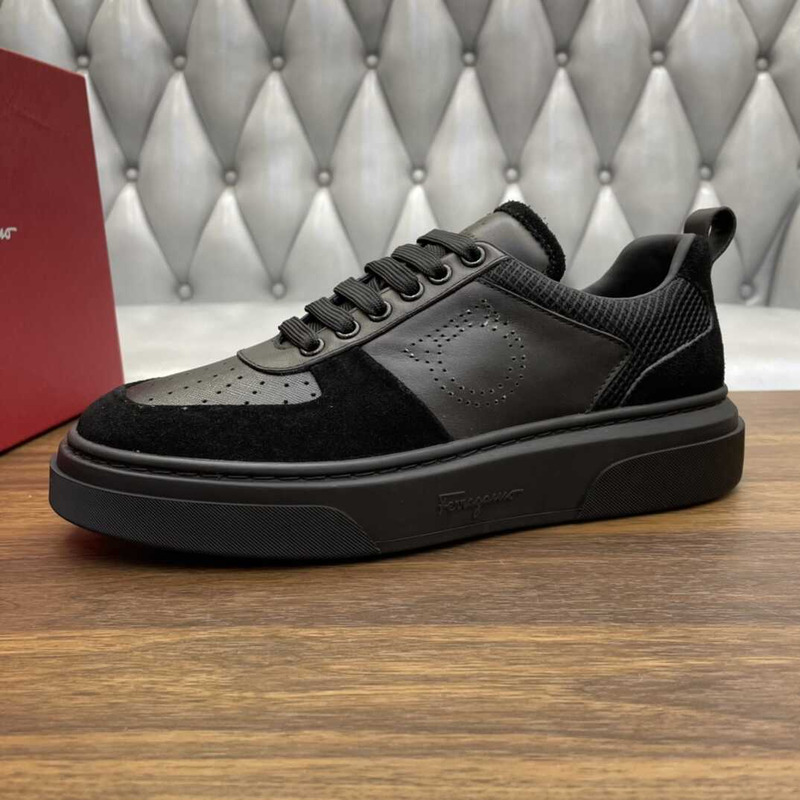 Ferragamo Lace Up Sneaker Calfskin Black