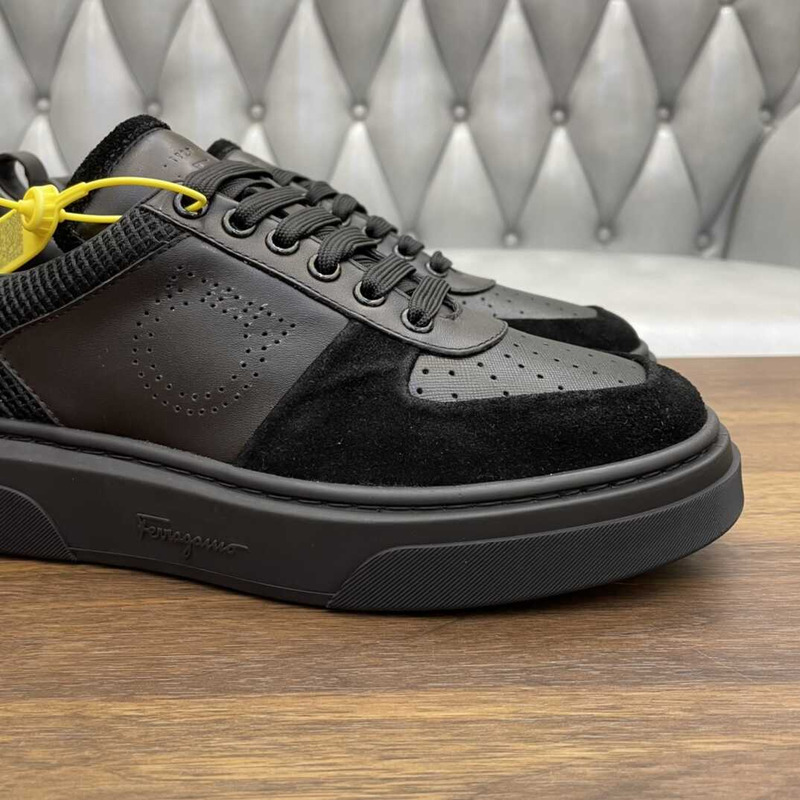 Ferragamo Lace Up Sneaker Calfskin Black