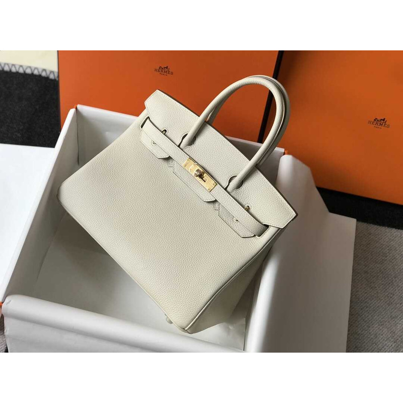 H**mes  birkin togo 35 gris tourterelle white