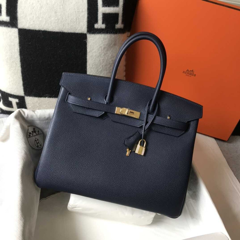 H**mes  birkin togo 35 gris tourterelle dark blue