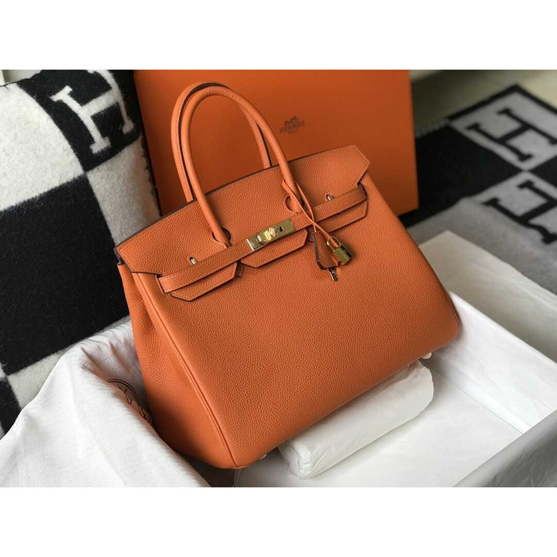 H**mes birkin togo 35 gris tourterelle orange