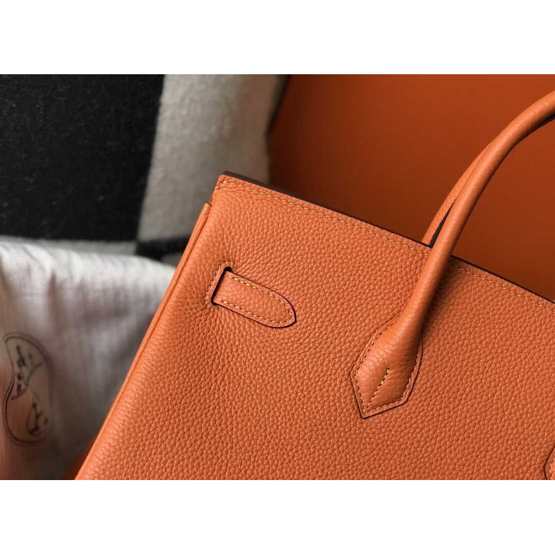 H**mes birkin togo 35 gris tourterelle orange