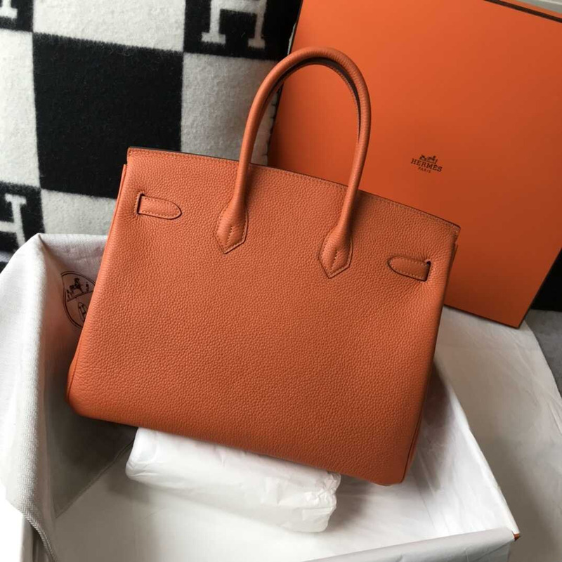 H**mes birkin togo 35 gris tourterelle orange