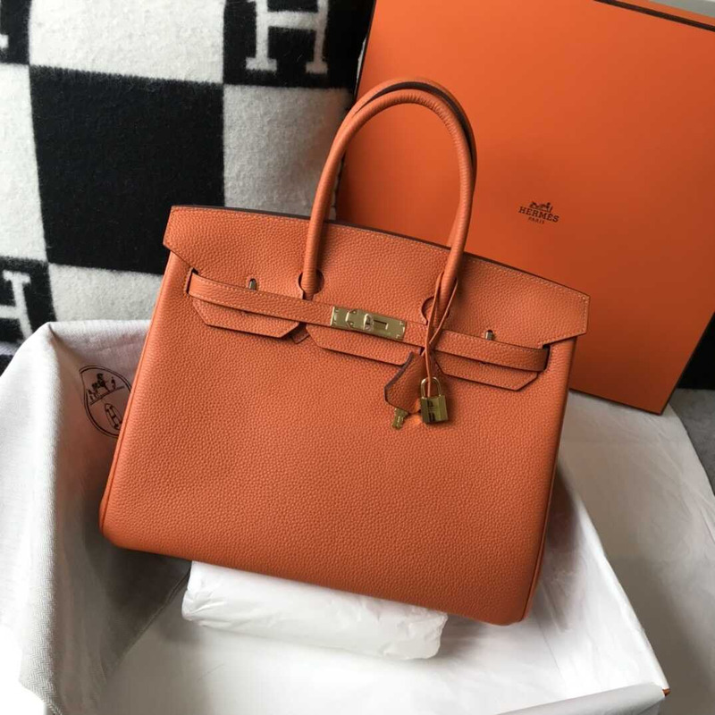 H**mes birkin togo 35 gris tourterelle orange