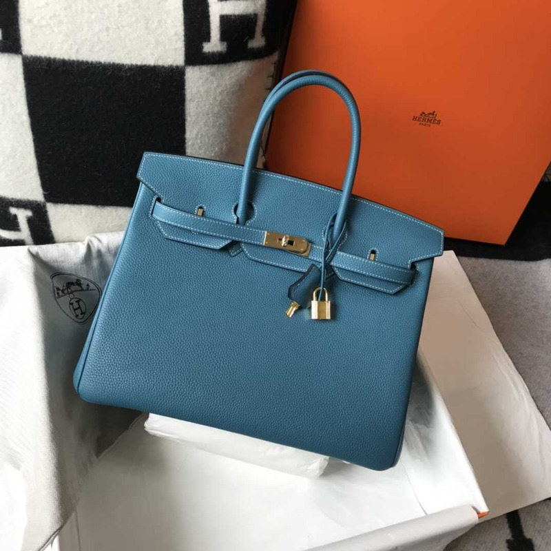 H**mes birkin togo 35 gris tourterelle lake blue