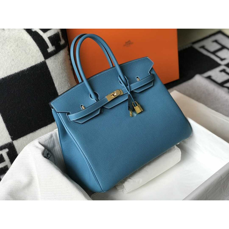 H**mes birkin togo 35 gris tourterelle lake blue