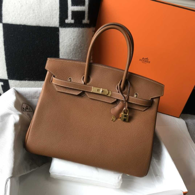 H**mes  birkin togo 35 gris tourterelle brown