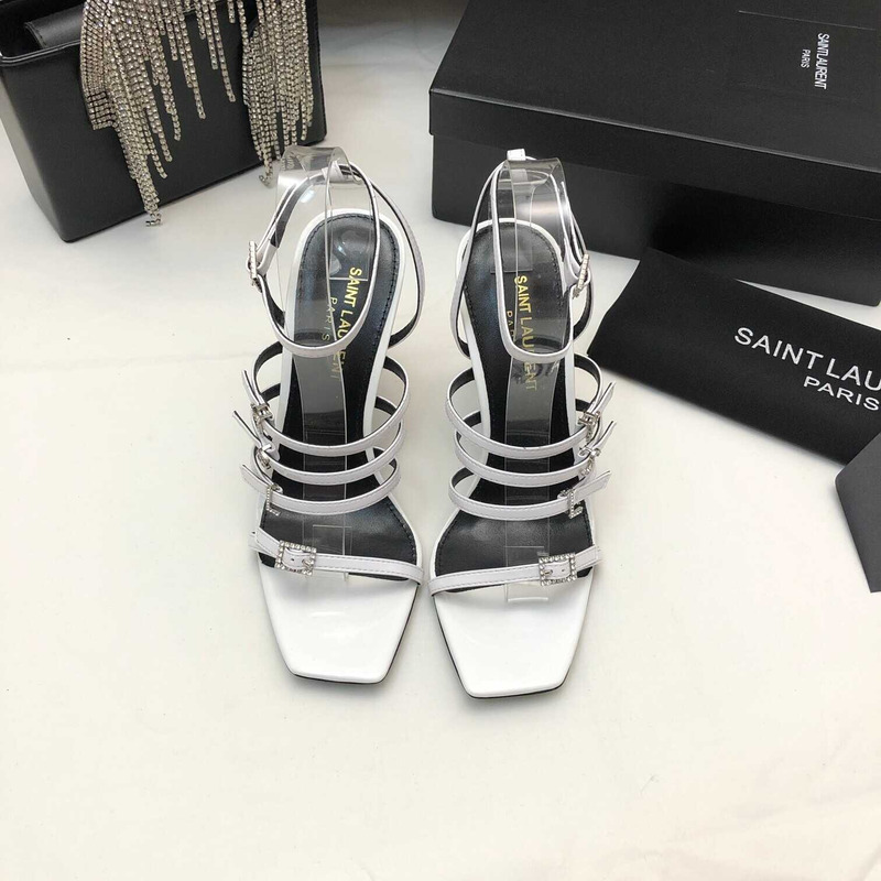 Saint Laurent White \''Jerry’ Heeled Sandals