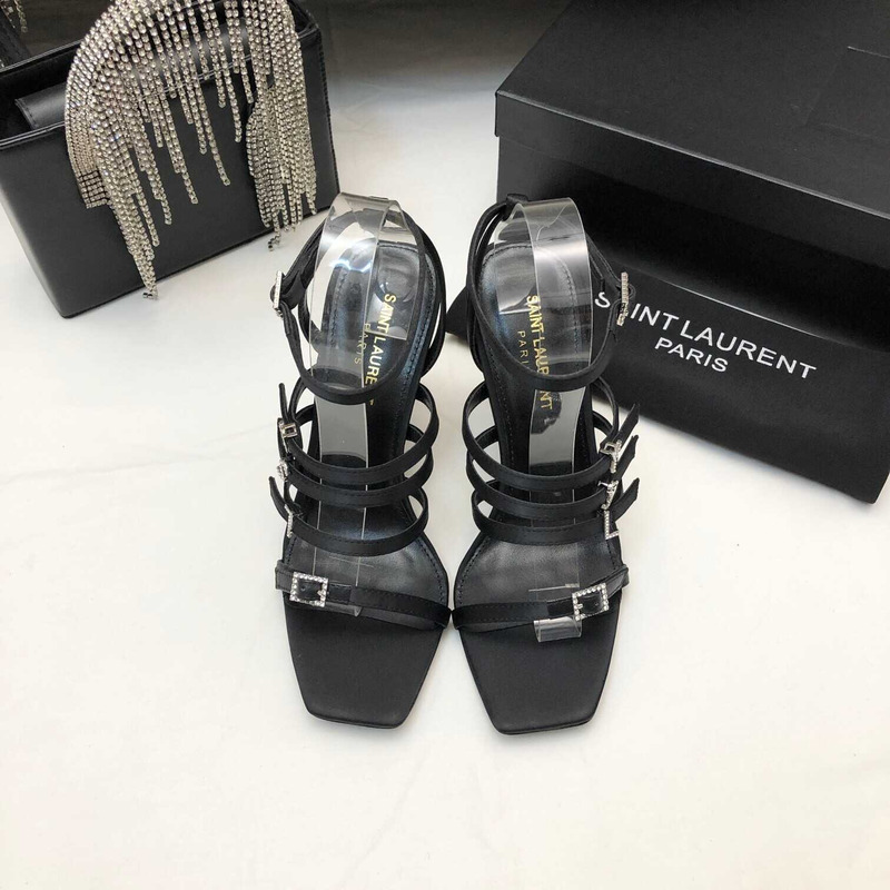 Saint Laurent Black \''Jerry’ Heeled Sandals