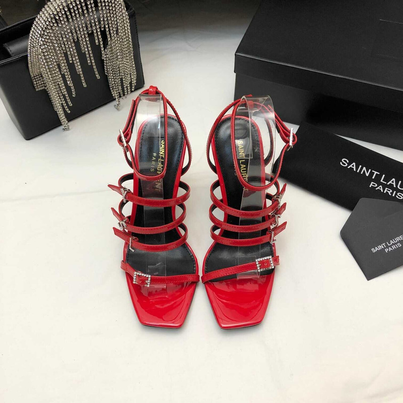 Saint Laurent Red \''Jerry’ Heeled Sandals