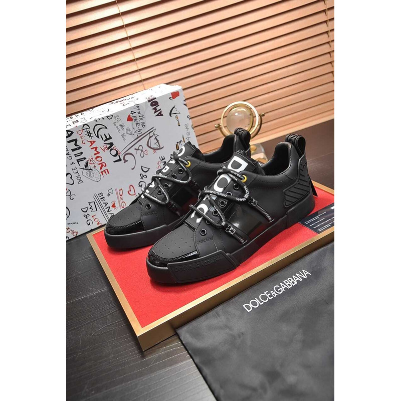 Dolce & Gabbana  Portofino Sneakers In Calfskin And Patent Leather