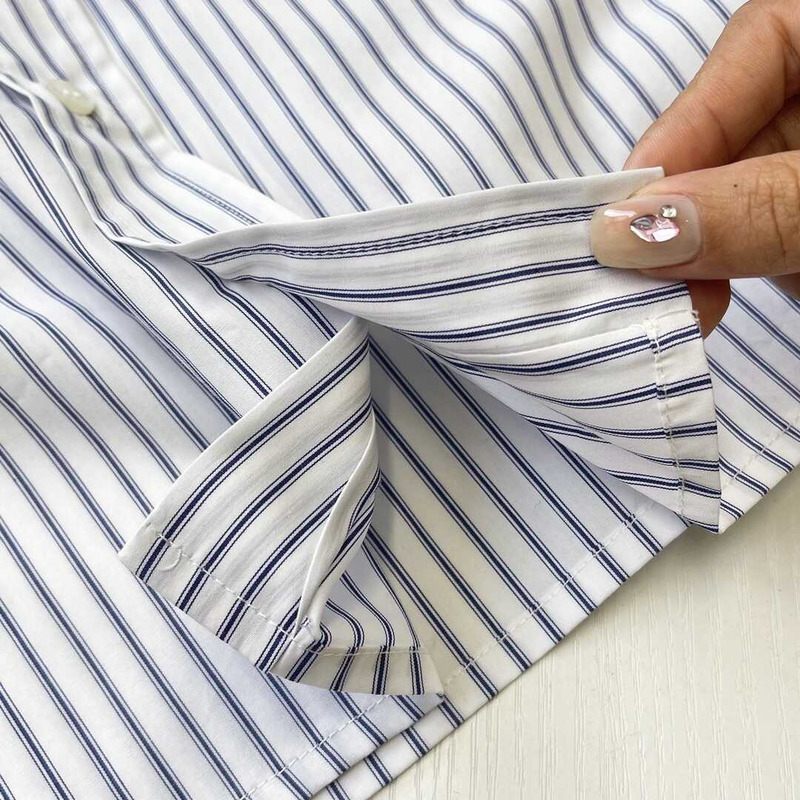 Ce**e cropped shirt in striped cotton white navy women