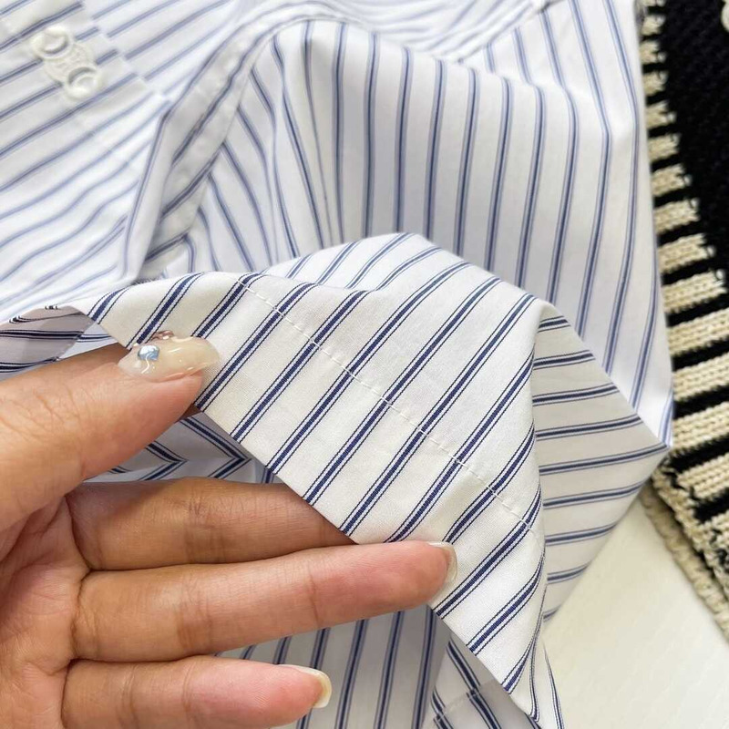 Ce**e cropped shirt in striped cotton white navy women