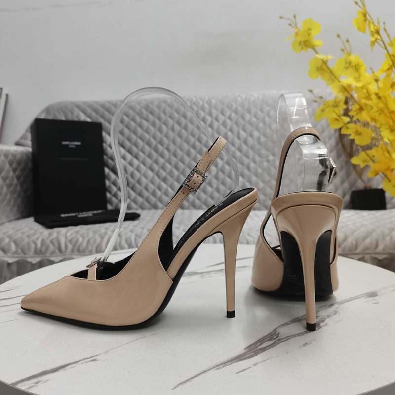 Saint Laurent Beige Leather Slingback Pumps