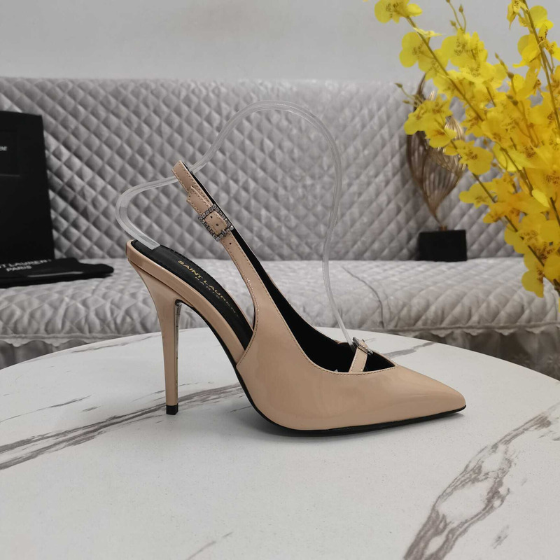 Saint Laurent Beige Leather Slingback Pumps