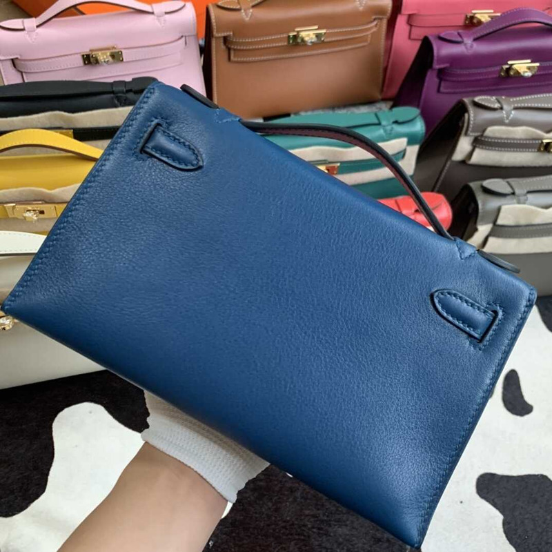 H**mes kelly cut calfskin navy blue