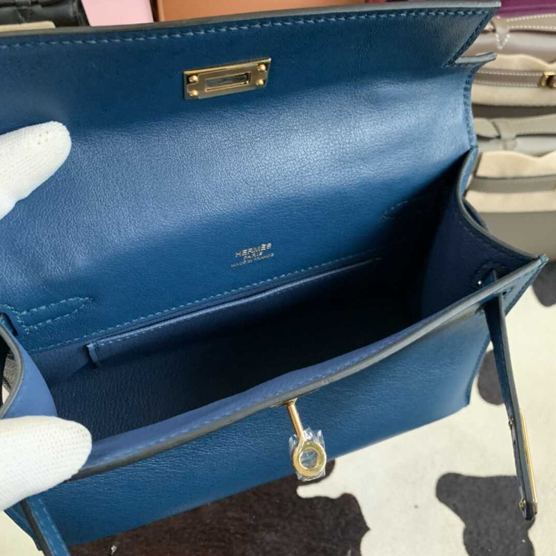 H**mes kelly cut calfskin navy blue