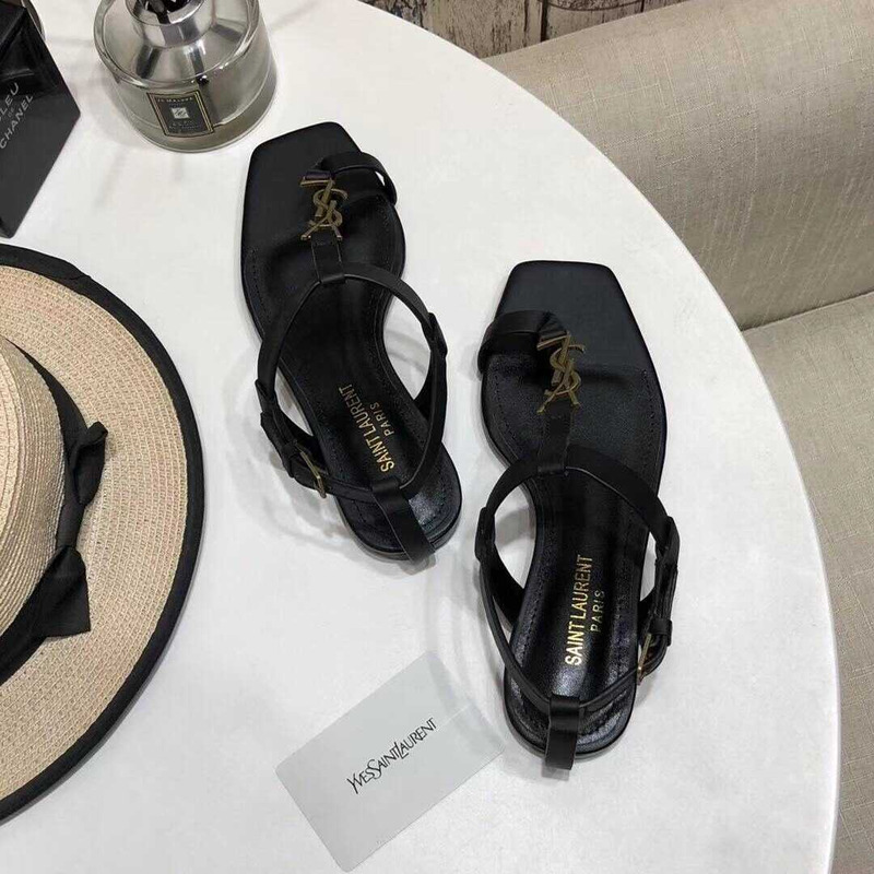 Saint Laurent Cassandra Sandals Leather Black