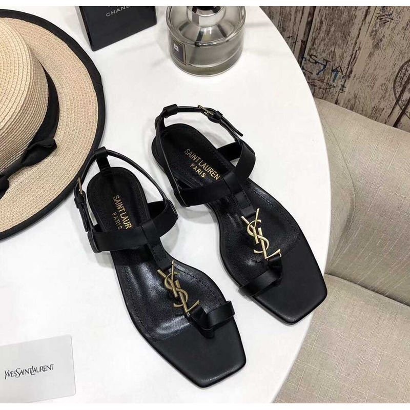 Saint Laurent Cassandra Sandals Leather Black