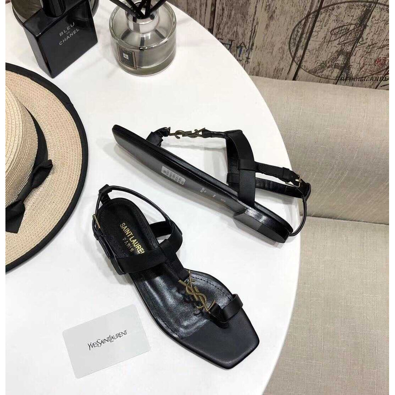 Saint Laurent Cassandra Sandals Leather Black