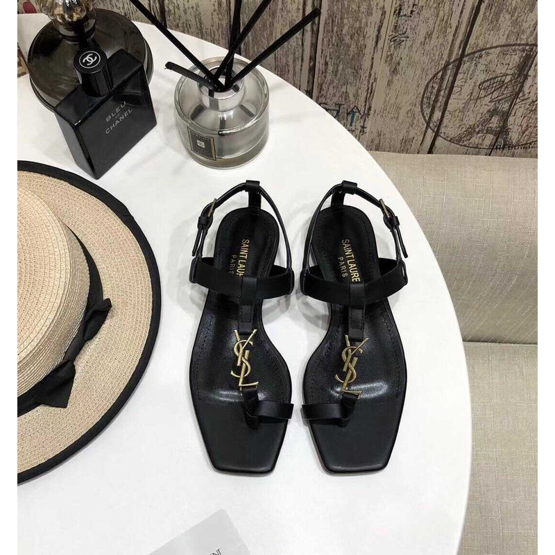 Saint Laurent Cassandra Sandals Leather Black