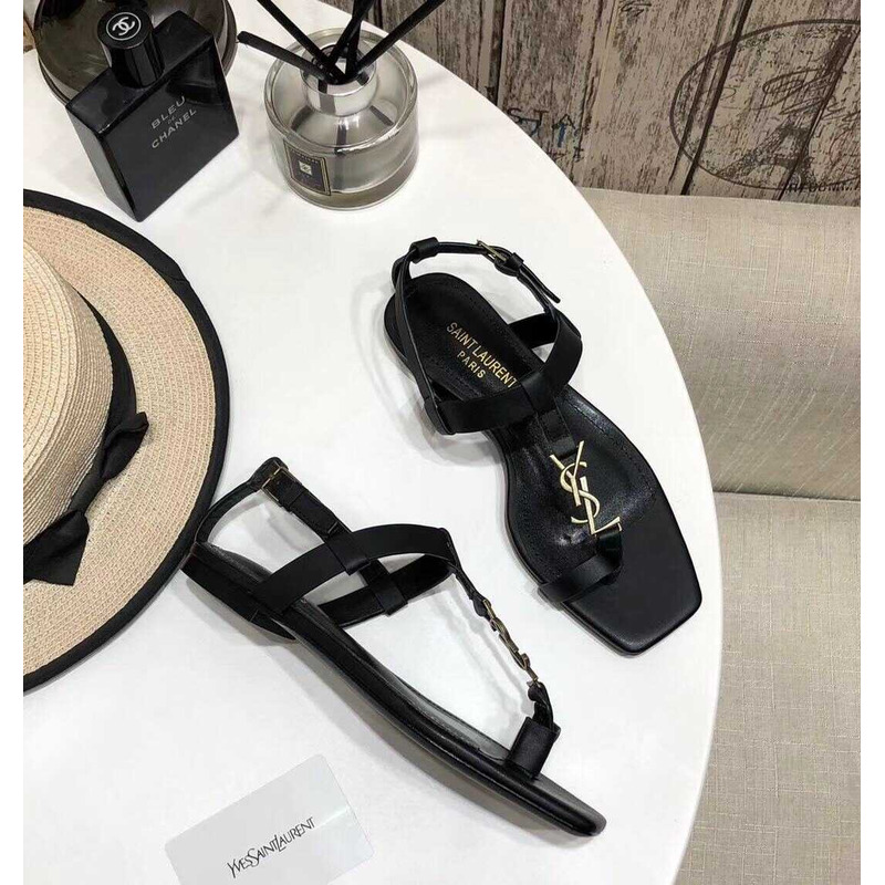 Saint Laurent Cassandra Sandals Leather Black