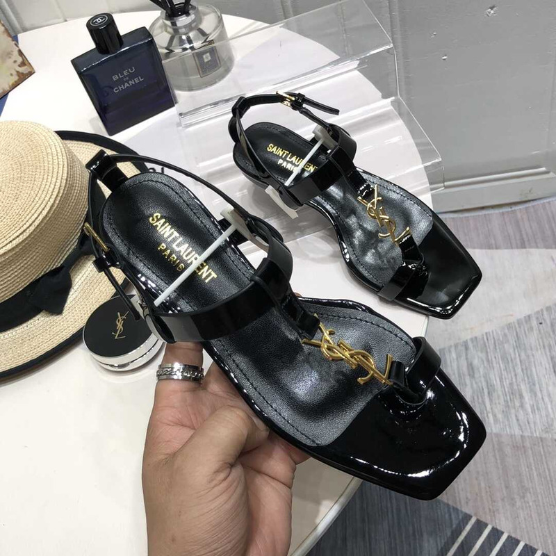 Saint Laurent Cassandra Sandals Leather Black