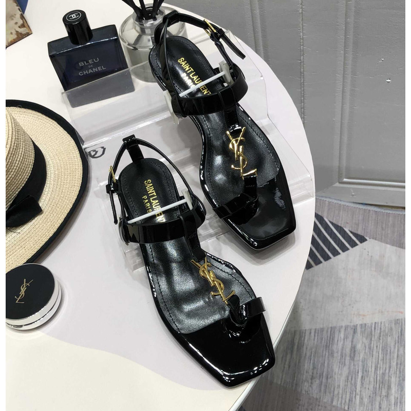 Saint Laurent Cassandra Sandals Leather Black