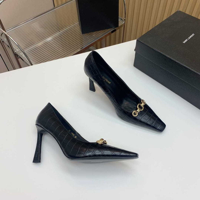 Saint Laurent Silvana Embossed Heeled Pumps