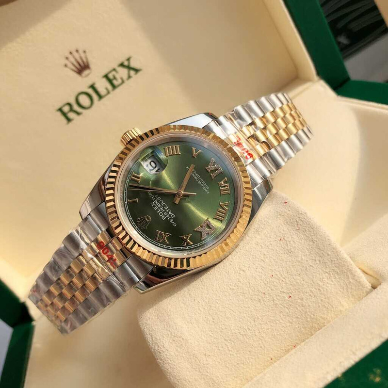 Rolex Datejust 36 Jubilee Olive Green Roman Diamond 2836 Super Clone