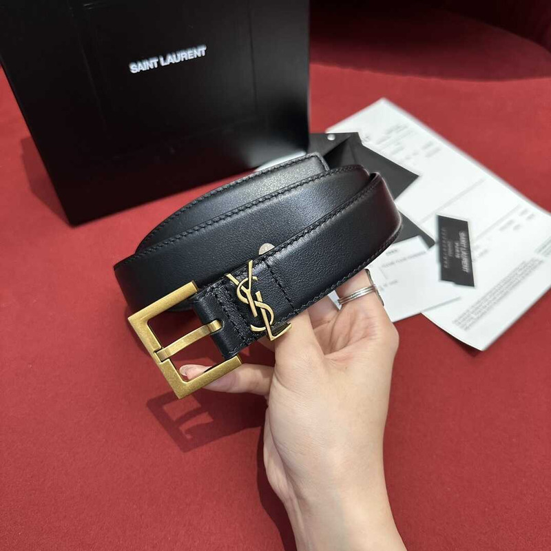 Saint Laurent YSL-monogram Leather Belt