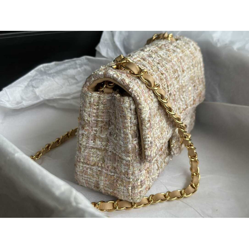 Ch*el  spark tweed gold multi denim bag