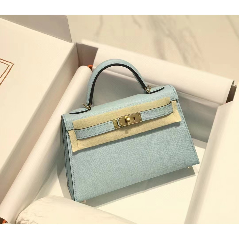 Hermès Kelly 20 Handbag Leather Blue