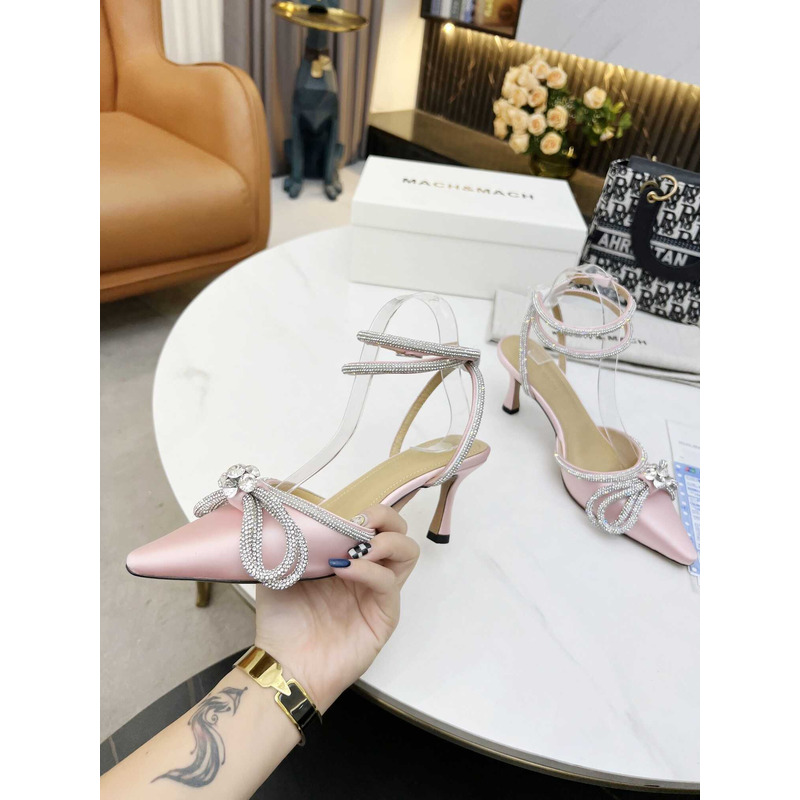 MACH & MACH Crystal-bow Pointed-toe Pumps