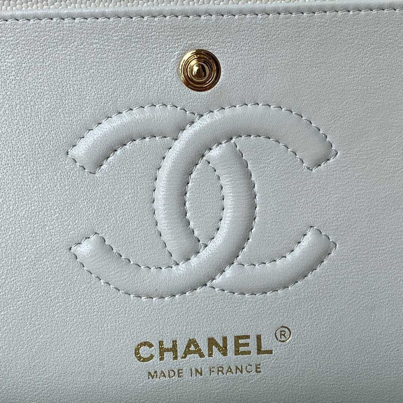 Ch*el classic flap calfskin gold hardware white